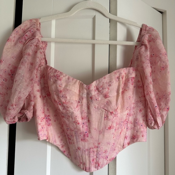 NWOT Bardot Kiah Corset Top in Pink Floral size L from Revolve - Picture 3 of 5